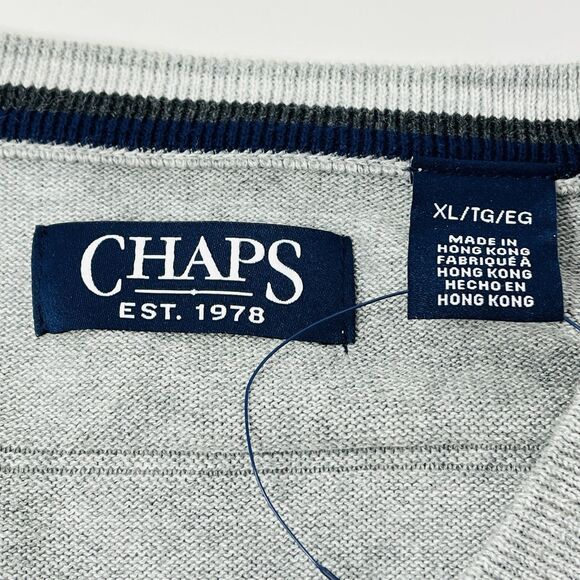 Chaps Mens XL Heather Gray 100% Cotton Sleeveless Sweater Golf Vest Logo NWT - Picture 5 of 10
